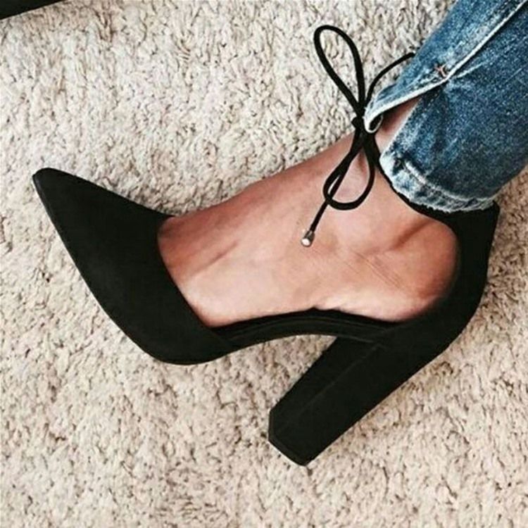 Faux Suede Pointed Toe Lace-up Heel Covering Women's Sandals