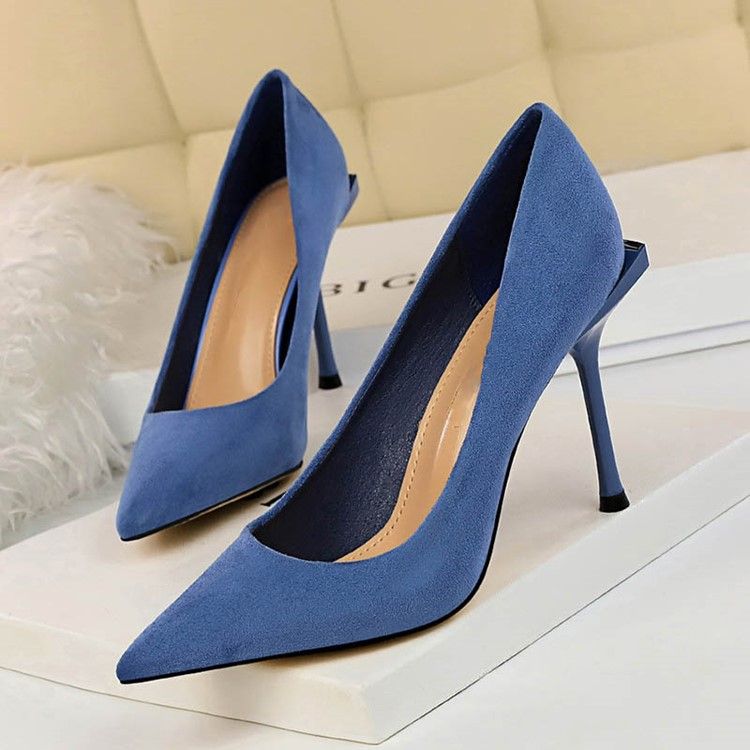 Kvinder Faux Suede Pointed Toe Stiletto Heel Slip-on Pumps