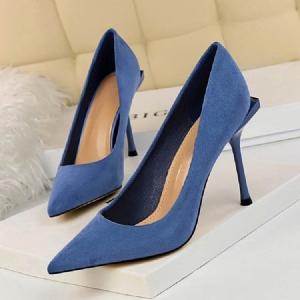 Kvinder Faux Suede Pointed Toe Stiletto Heel Slip-on Pumps