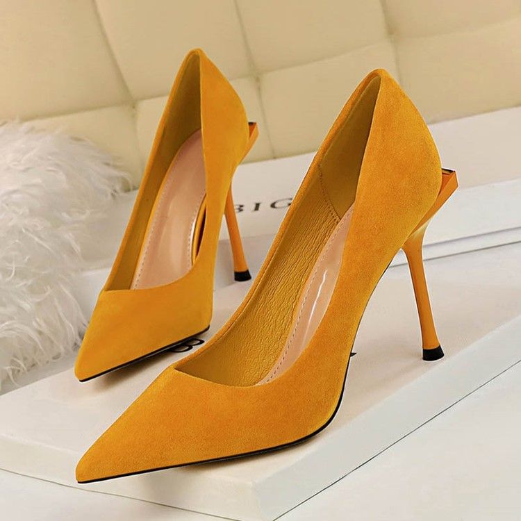 Kvinder Faux Suede Pointed Toe Stiletto Heel Slip-on Pumps