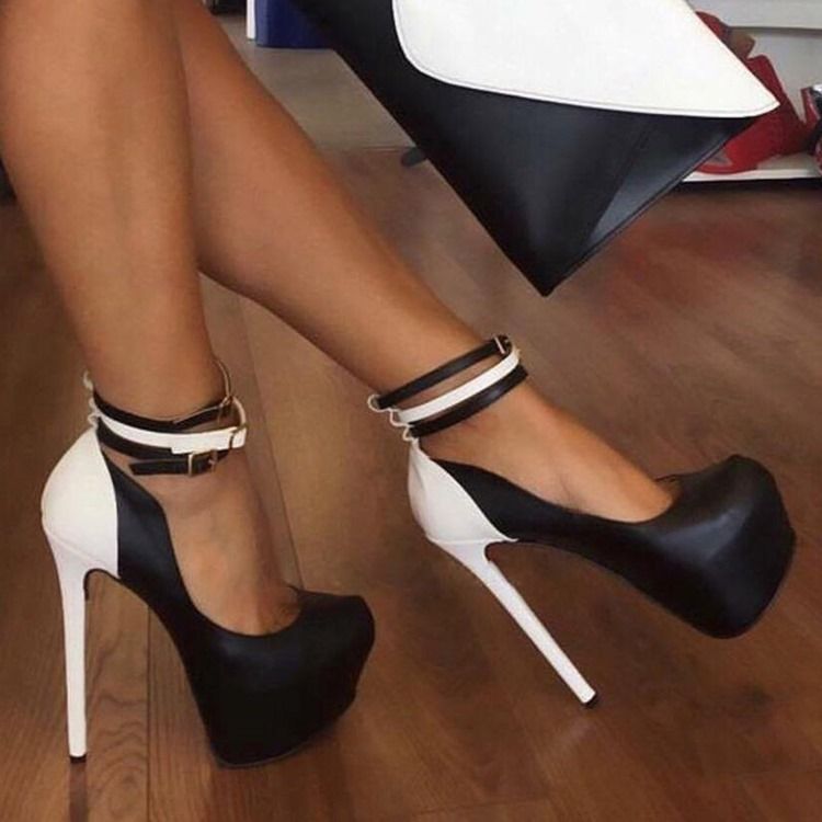 Kvinder Pu Color Block Platform Stiletto Hæl Pumps