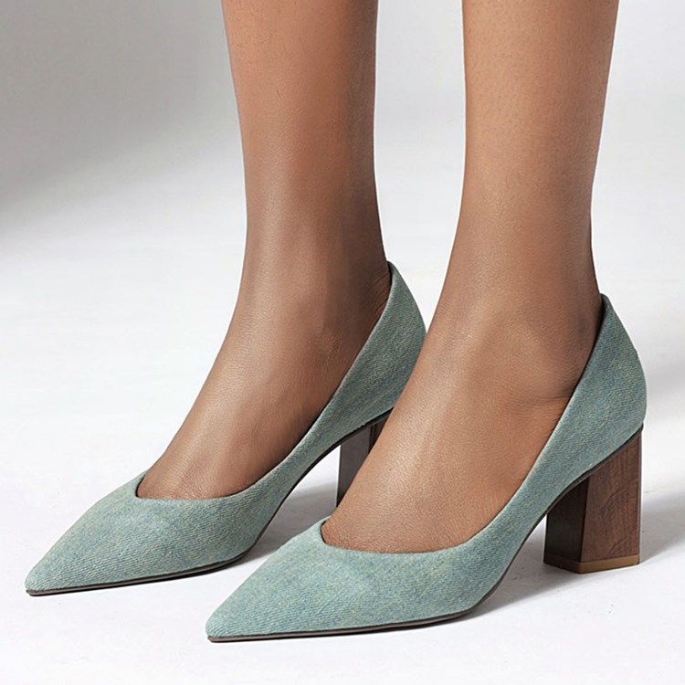 Kvinder Slip-on Chunky Heel Thread Casual Pumps