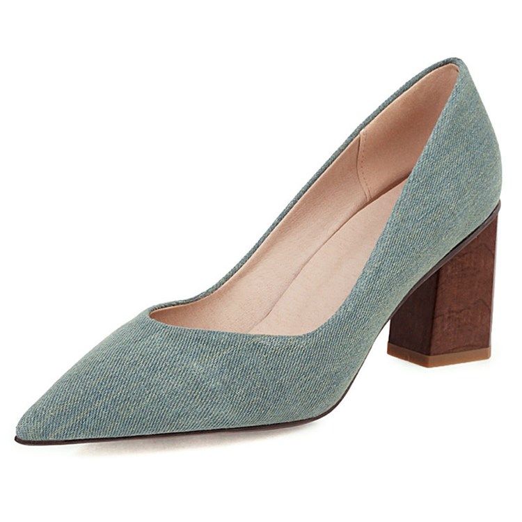 Kvinder Slip-on Chunky Heel Thread Casual Pumps