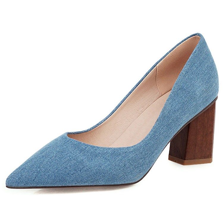 Kvinder Slip-on Chunky Heel Thread Casual Pumps