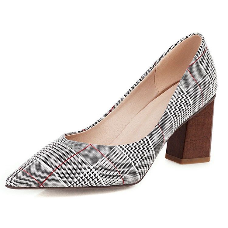 Kvinder Slip-on Chunky Heel Thread Casual Pumps