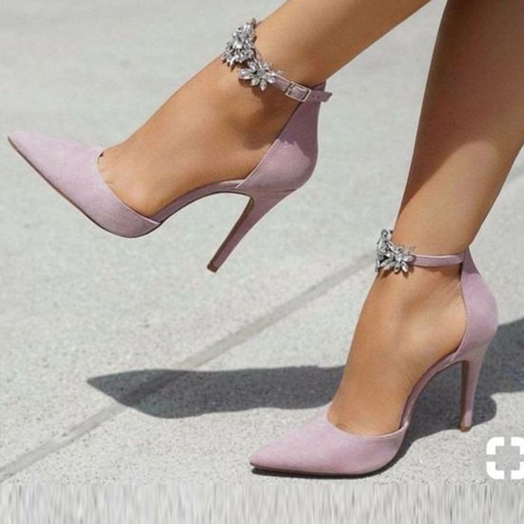 Kvinder Suede Rhinestone Spids Toe Stiletto Heel Pumps