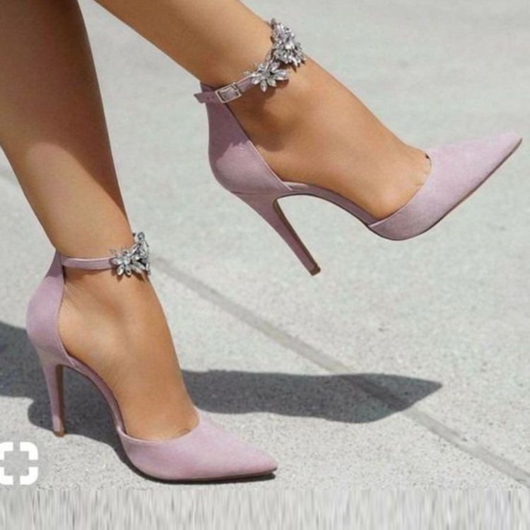 Kvinder Suede Rhinestone Spids Toe Stiletto Heel Pumps