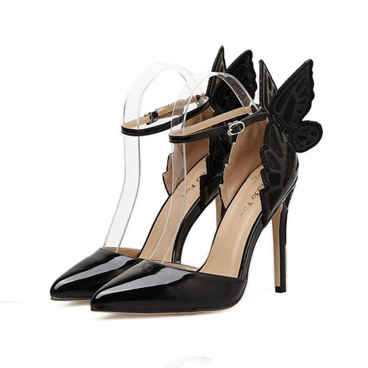 Kvinder Wing Pointed Toe Plain Stiletto Heel Pumps