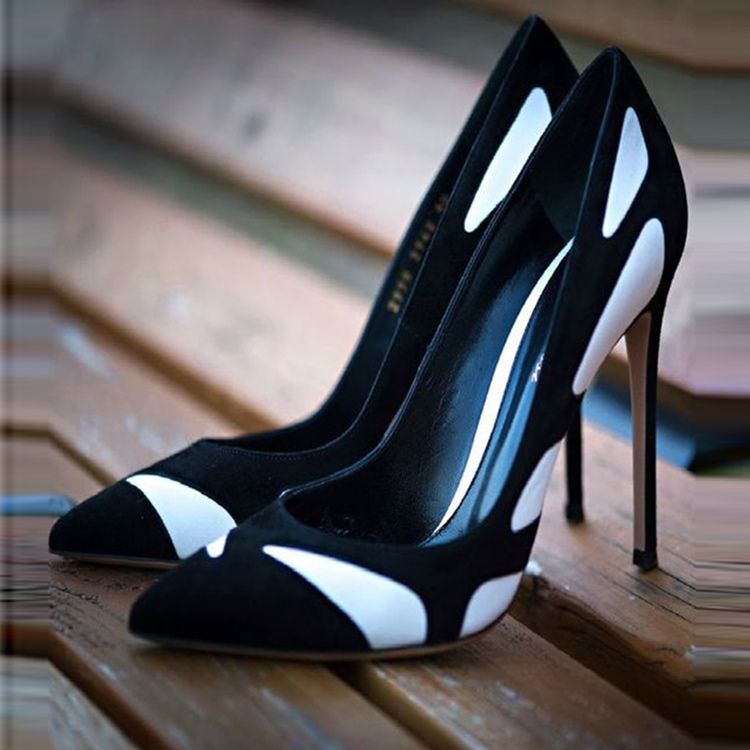 Kvinders Farveblok Slip-on Low-cut Stiletto Heel Pumps