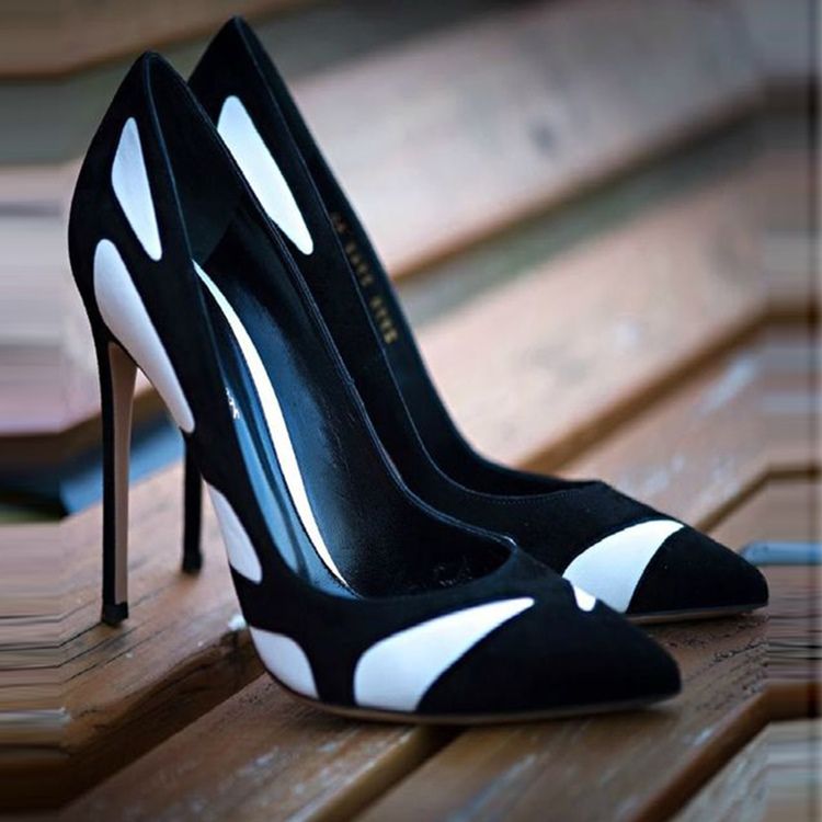 Kvinders Farveblok Slip-on Low-cut Stiletto Heel Pumps