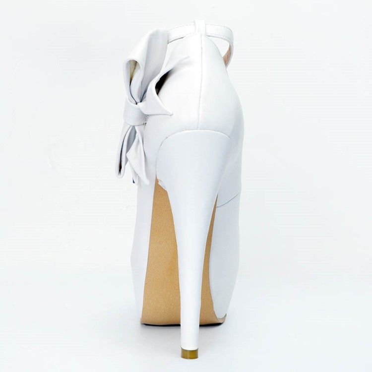 Kvinders Peep Toe Plain Stiletto Pumps Med Bowknot