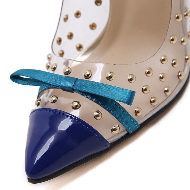 Kvinders Pvc Bowknot Nitte Spidse Tå Stiletto Sandaler