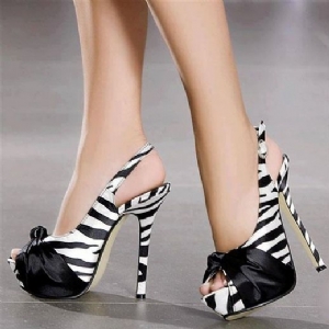 Kvinders Zebra Patchwork Peep Toe Stiletto Sandaler