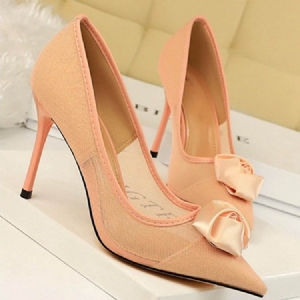 Mesh Pointed Toe Stiletto Heel Slip-on Dame Pumps