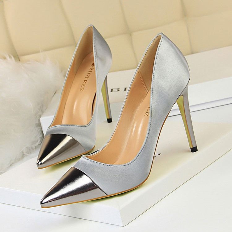 Plain Pointed Toe Stiletto Heel Slip-on Pumps Til Kvinder