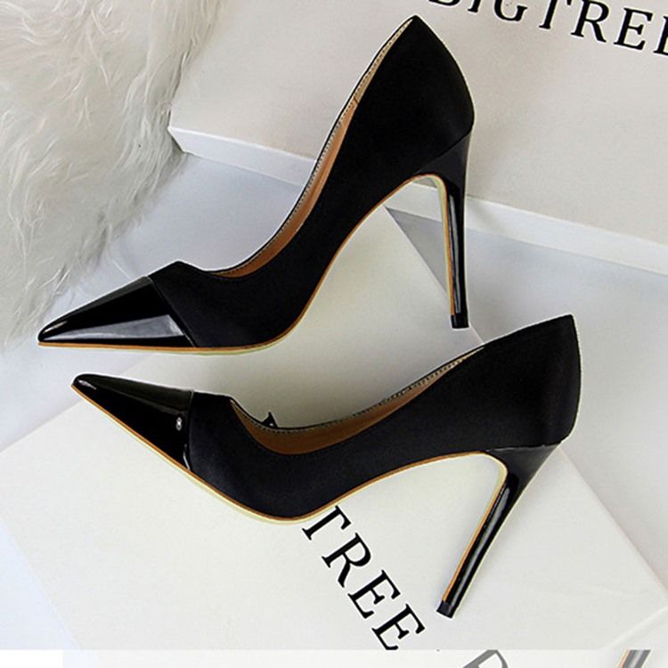 Plain Pointed Toe Stiletto Heel Slip-on Pumps Til Kvinder