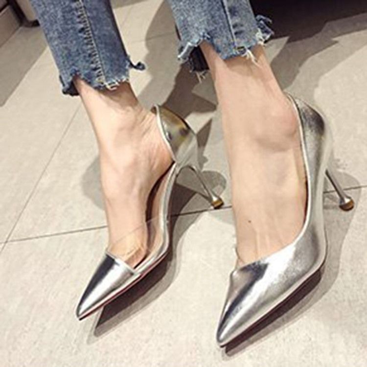 Pu Slip-on Spidse Toe Stiletto Heel Pumps Til Kvinder