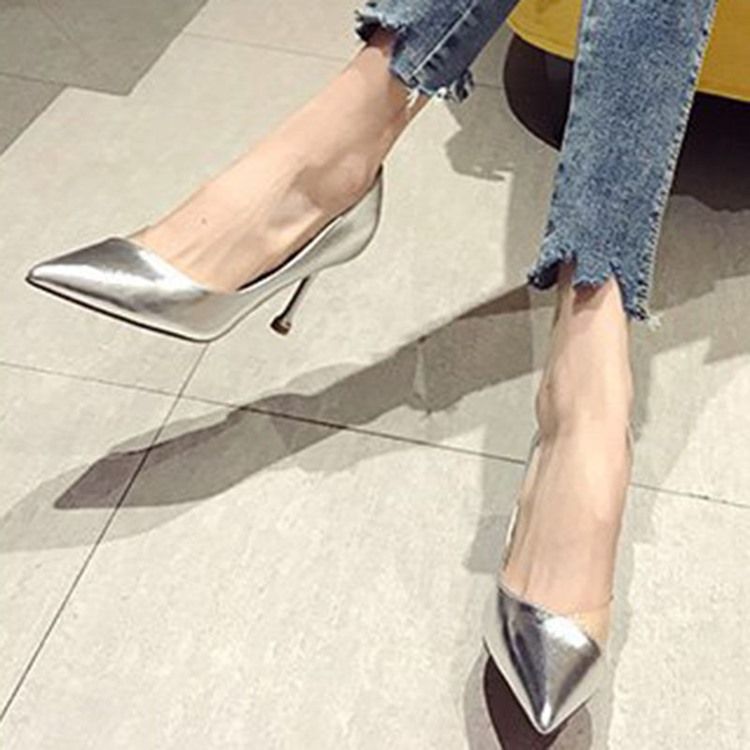 Pu Slip-on Spidse Toe Stiletto Heel Pumps Til Kvinder