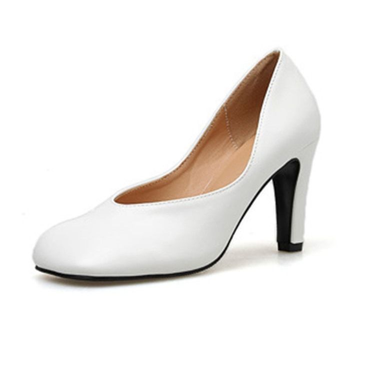 Pu Slip-on Square Toe Stiletto Heel Pumps Til Kvinder