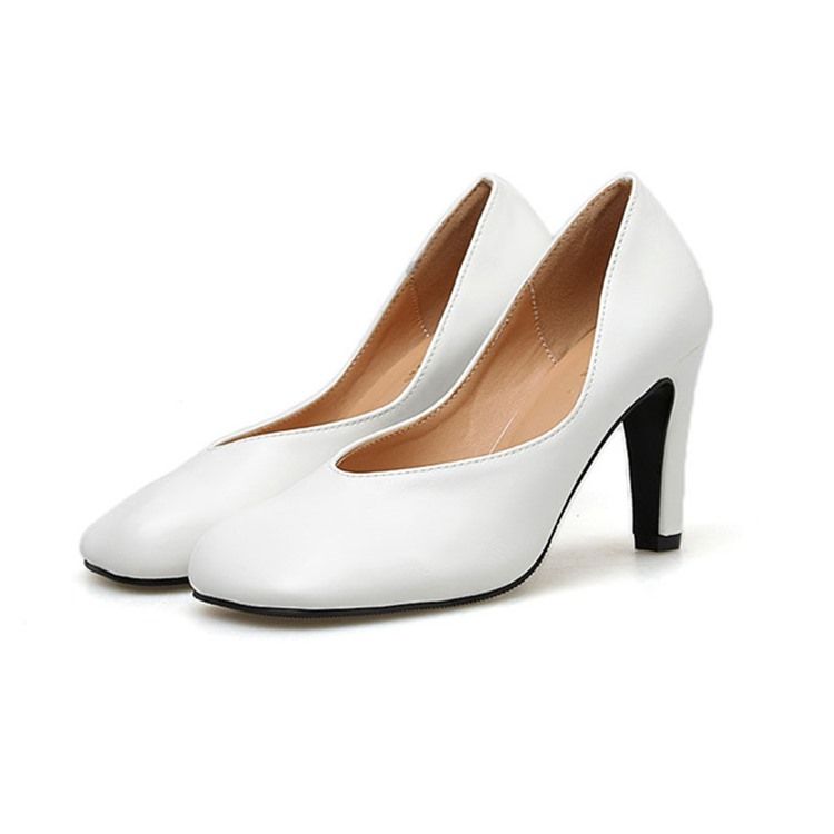 Pu Slip-on Square Toe Stiletto Heel Pumps Til Kvinder