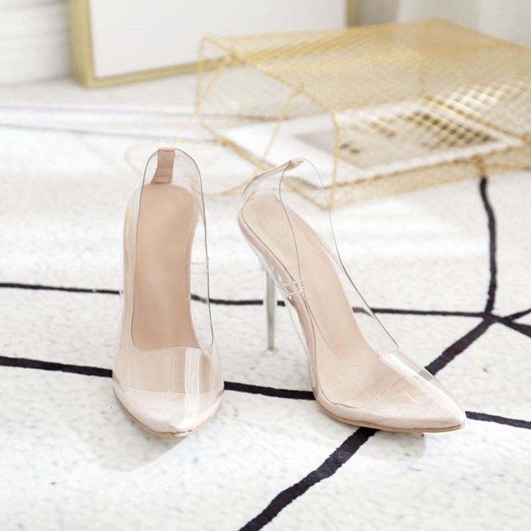 Pvc Slip-on Spidse Toe Stiletto Heel Pumps Til Kvinder