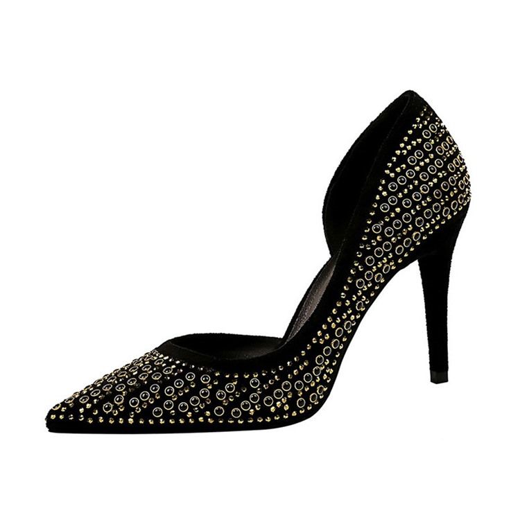 Rhinestone Faux Suede Stiletto Heel Spidse Toe Pumps Til Kvinder