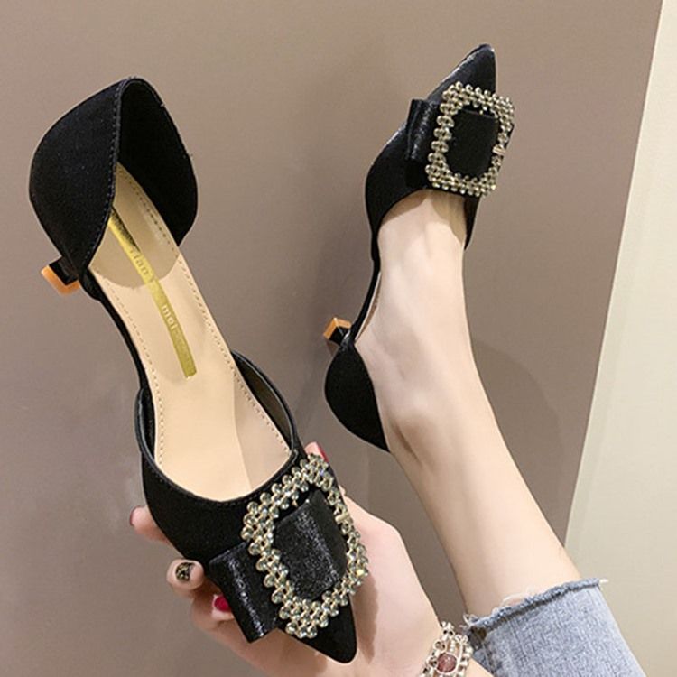 Rhinestone Spids Toe Kitten Heel Pumps Til Kvinder