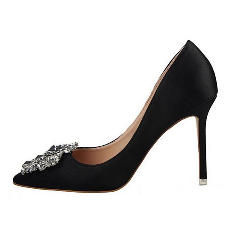 Rhinestone Spids Toe Stiletto Heel Plain Thin Women's Shoes Pumps