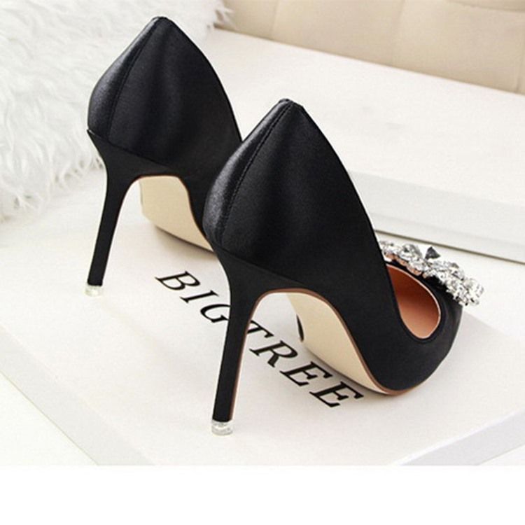 Rhinestone Spids Toe Stiletto Heel Plain Thin Women's Shoes Pumps