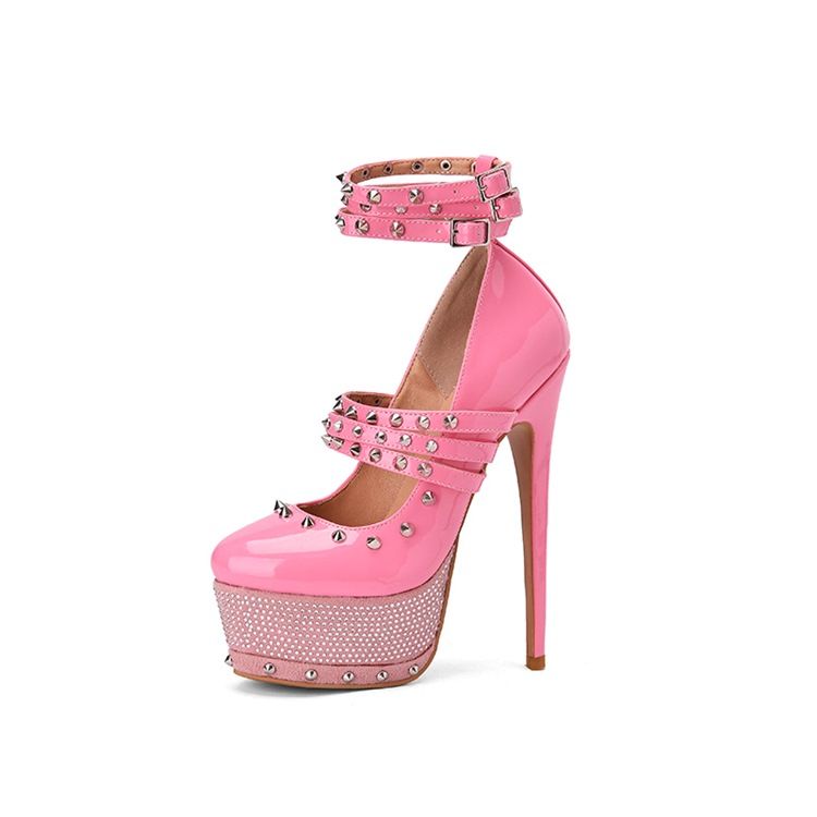 Round Toe Beads Buckle Ultra-high Heel Dame Pumps