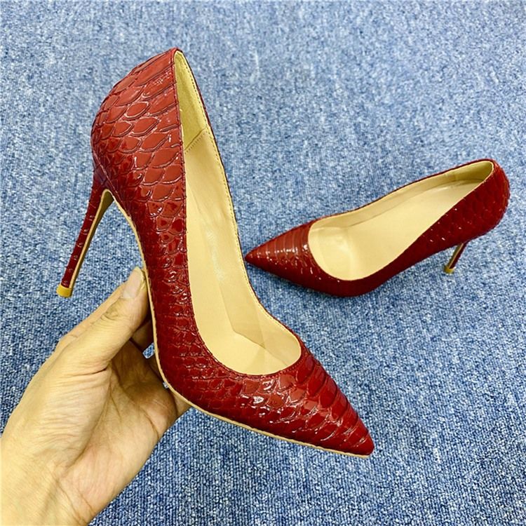 Serpentine Stiletto Heel Slip-on Plain Thin Women's Shoes