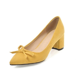 Spids Toe Bow Chunky Heel Pumps Til Kvinder