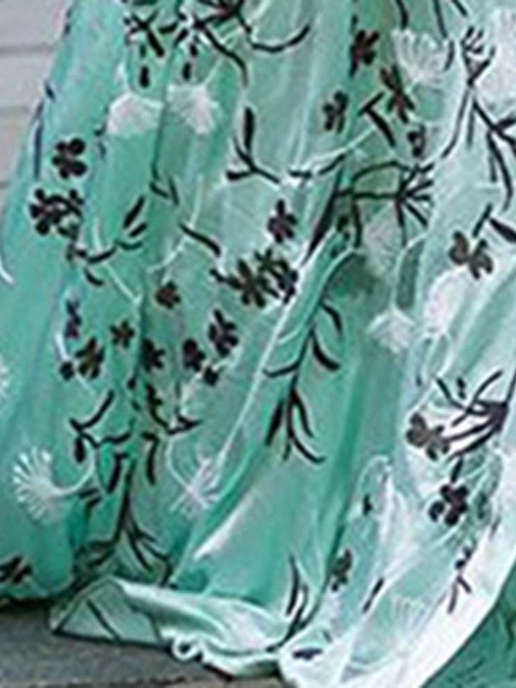 Kvinders Ekspansion Blomstret Print Gulvlængde Revers Regular Dress