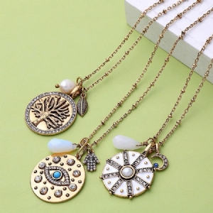 Bohemian Style Round Plate Necklace