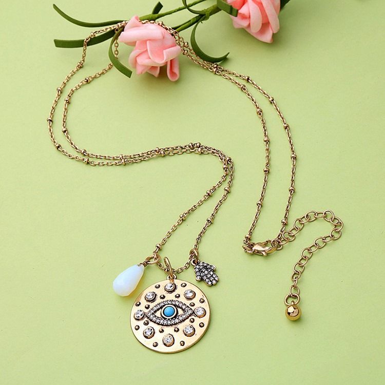 Bohemian Style Round Plate Necklace