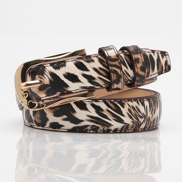 Fashion Pin Buckle Leopard Print Pu-bælte