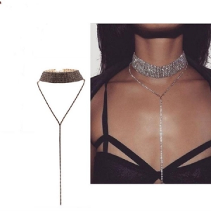 Mousserende Fuld Rhinestone Choker Halskæde