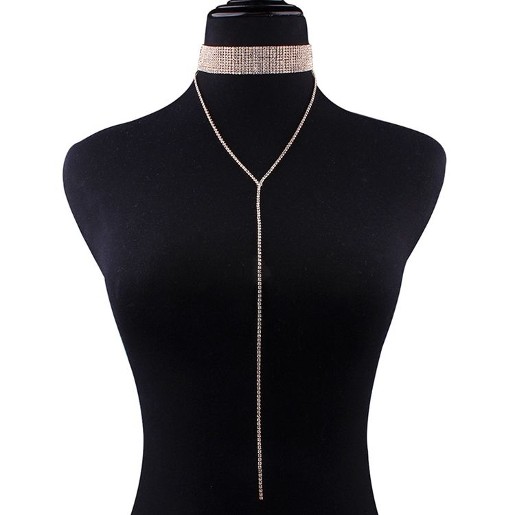 Mousserende Fuld Rhinestone Choker Halskæde