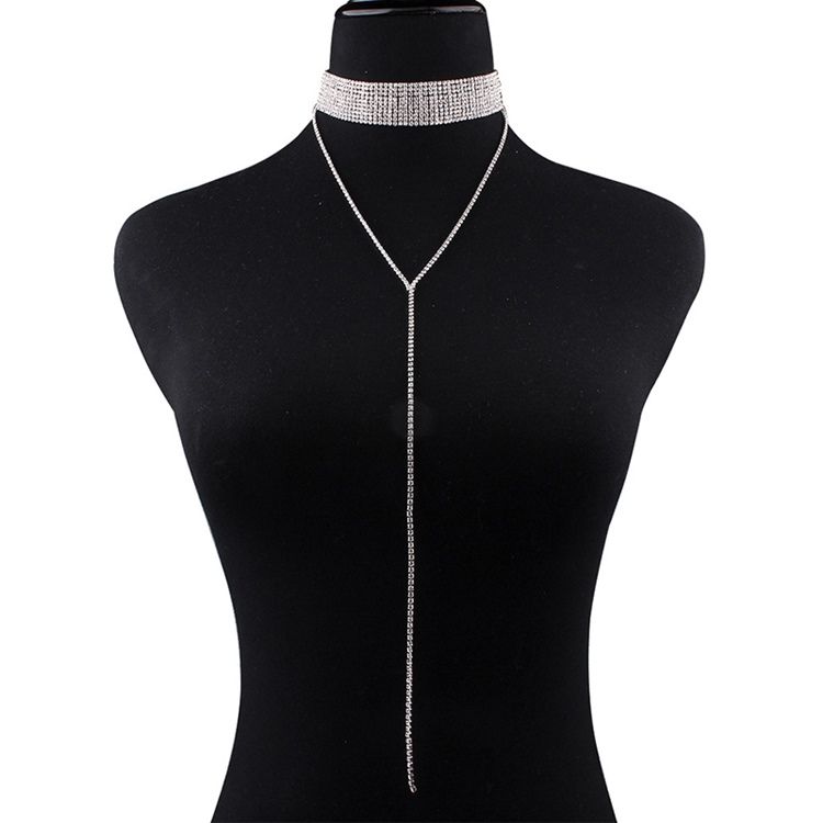 Mousserende Fuld Rhinestone Choker Halskæde