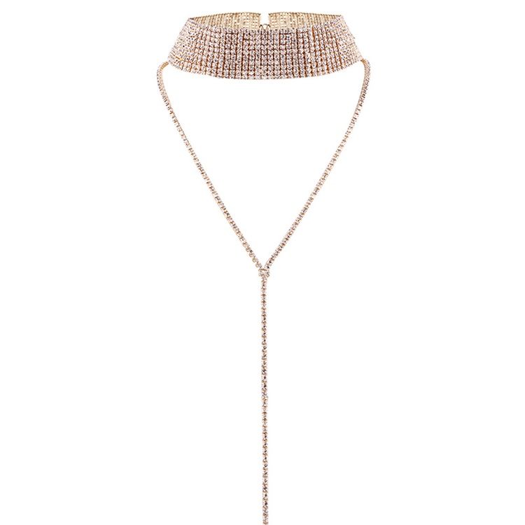 Mousserende Fuld Rhinestone Choker Halskæde