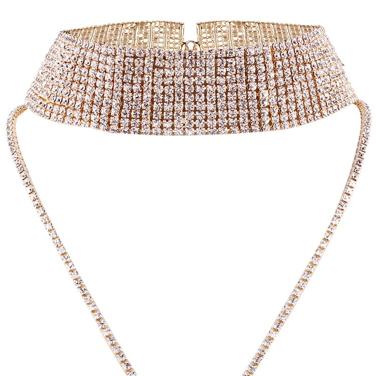 Mousserende Fuld Rhinestone Choker Halskæde