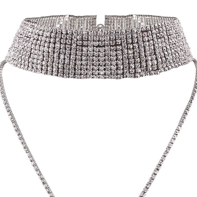 Mousserende Fuld Rhinestone Choker Halskæde