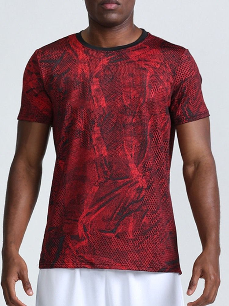 Åndbart Print Camouflage Polyester Fiskeri T-shirt Herre Toppe