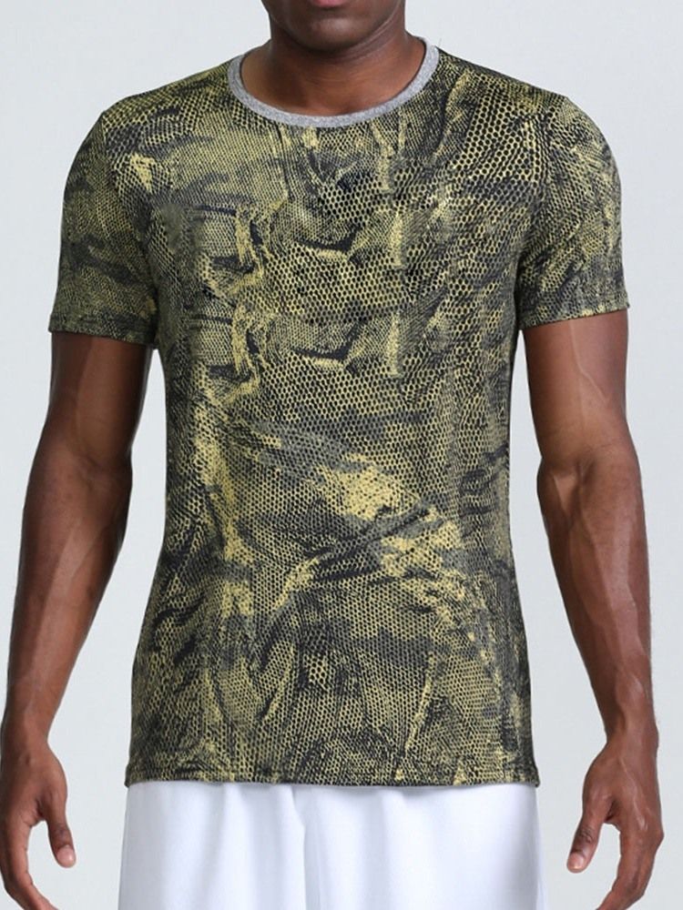 Åndbart Print Camouflage Polyester Fiskeri T-shirt Herre Toppe