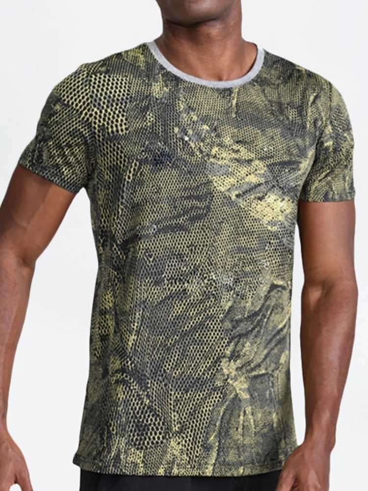 Åndbart Print Camouflage Polyester Fiskeri T-shirt Herre Toppe