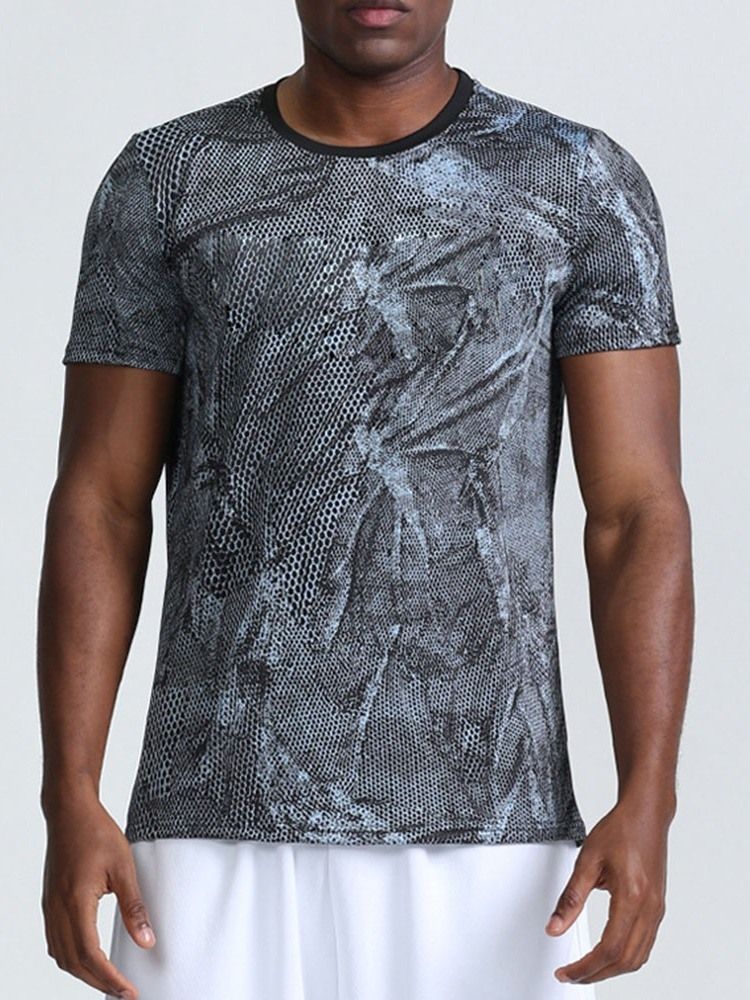 Åndbart Print Camouflage Polyester Fiskeri T-shirt Herre Toppe