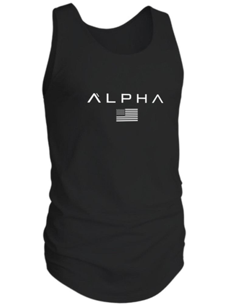 Herre Letter Print Ærmeløs Pullover Gym Sports Tank Tops