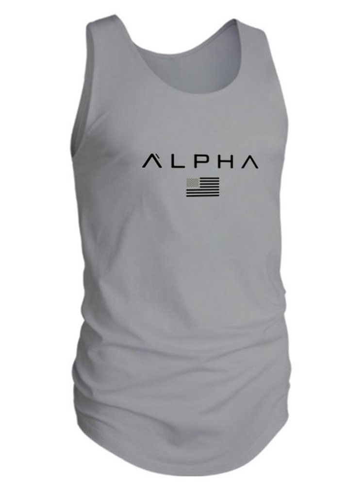 Herre Letter Print Ærmeløs Pullover Gym Sports Tank Tops