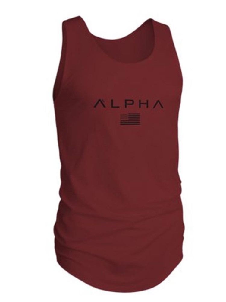 Herre Letter Print Ærmeløs Pullover Gym Sports Tank Tops