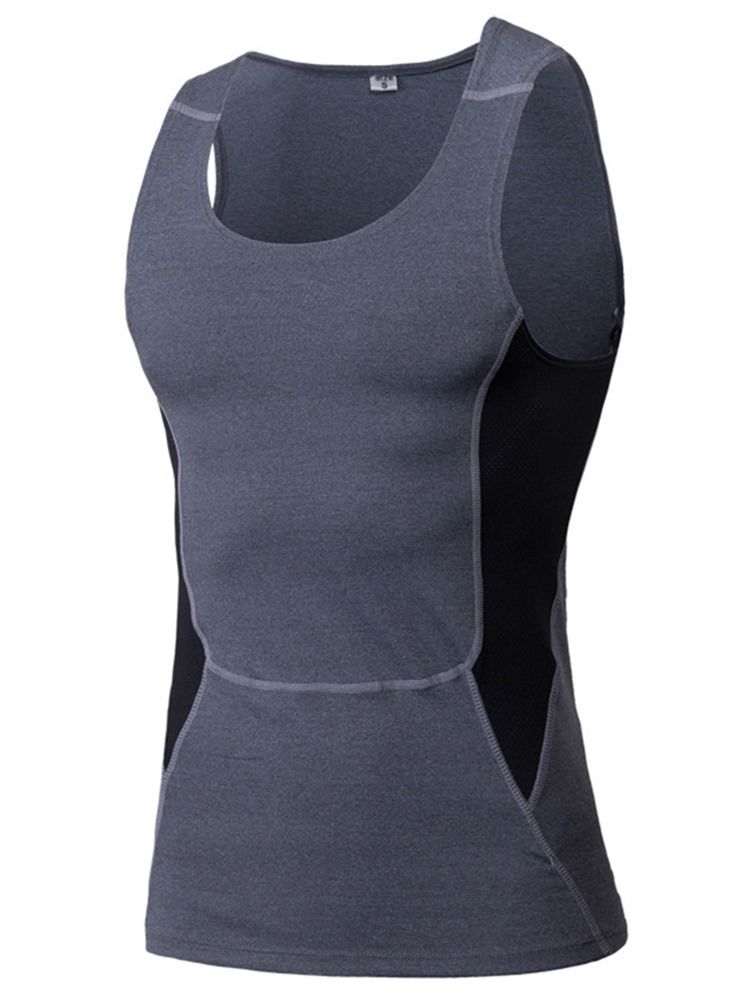 Herre Polyester Color Block Running Pullover Sports Tank Tops